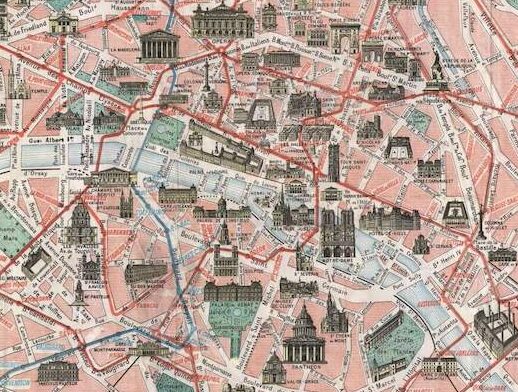 Old map of Paris
