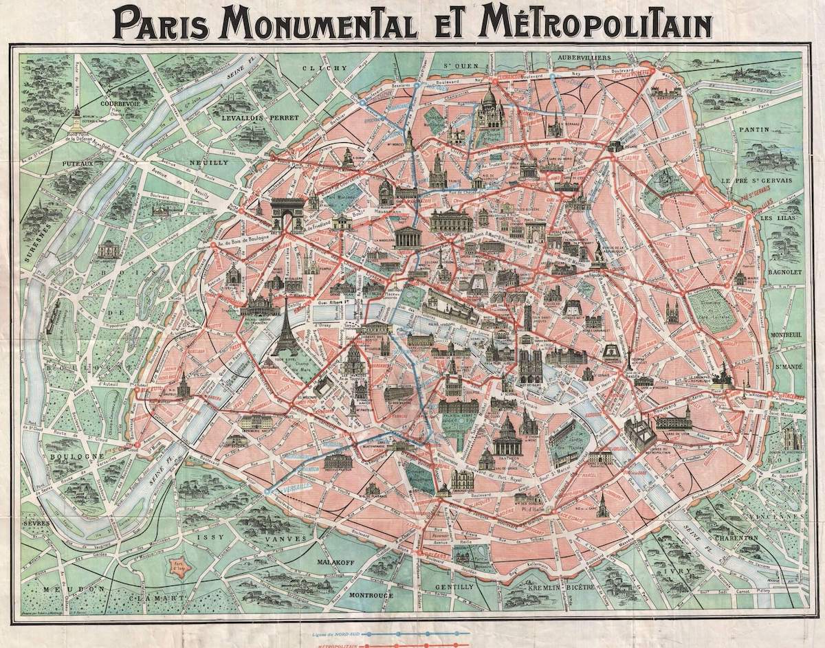 Old map of Paris